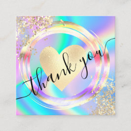 Cartão De Visita Quadrado obrigado holográfico de script moderno para sua or