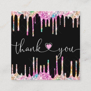 Cartão De Visita Quadrado obrigado holográfico de script moderno para sua or