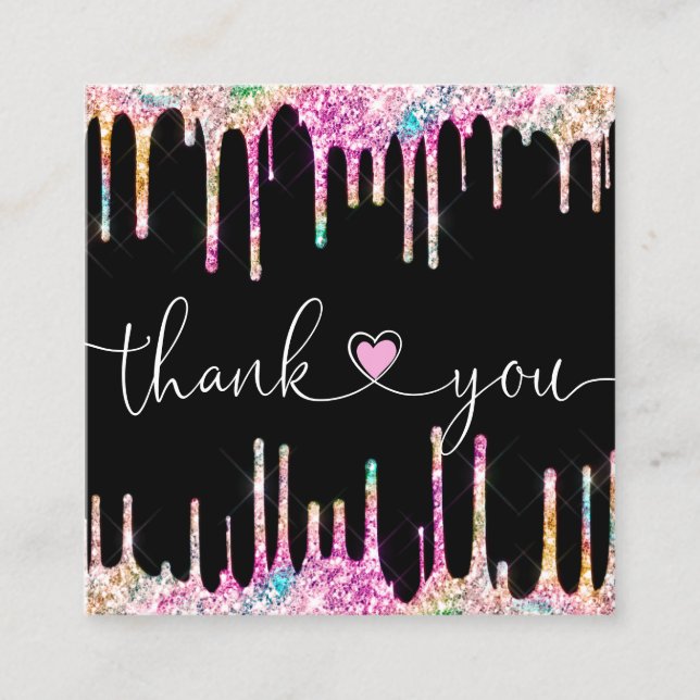 Cartão De Visita Quadrado obrigado holográfico de script moderno para sua or (Frente)