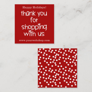 Cartão De Visita Quadrado Obrigado por Comprar - Natal Promocional Vermelho