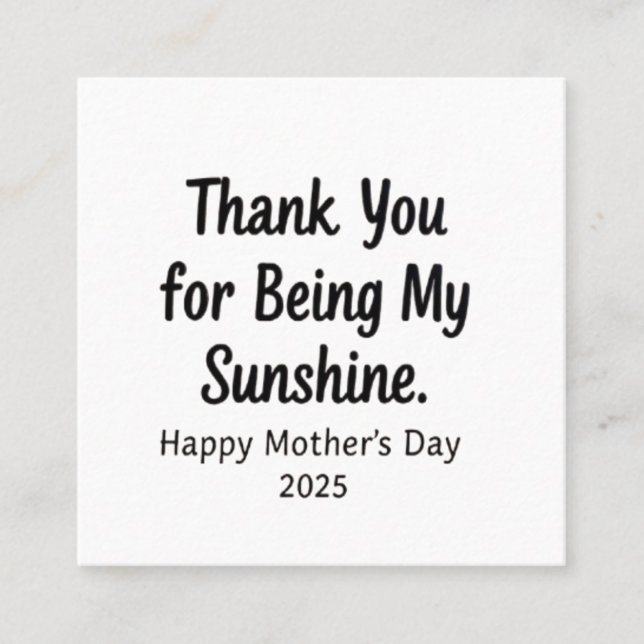 Cartão De Visita Quadrado Obrigado por ser minha mãe brilhante presentes (Frente)