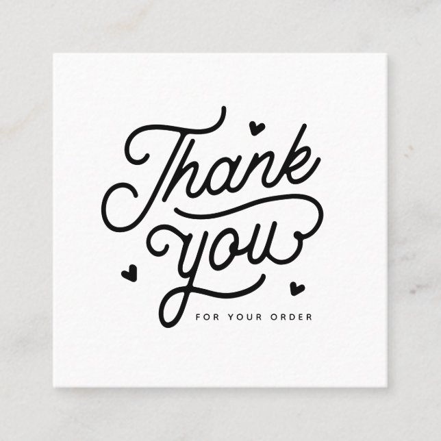 Cartão De Visita Quadrado Obrigado Simples Pelo Seu Código Qr De Pedido (Frente)