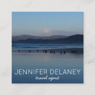 Cartão De Visita Quadrado Ocean Beach Onda Aves Sunset Nature Viagem