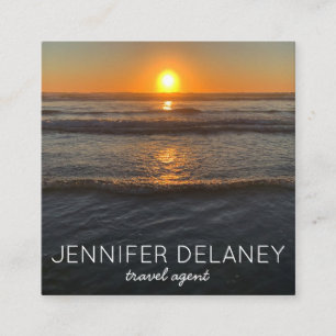 Cartão De Visita Quadrado Ocean Beach Waves Sunset Nature Viagem