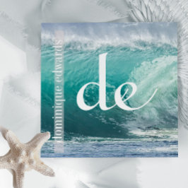 Cartão De Visita Quadrado Oceano Onda Coastal QR Spa