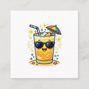 Cartão De Visita Quadrado Óculos de sol refrescantes de verão Kawaii fofos
