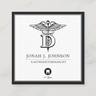 Cartão De Visita Quadrado Odontologia Preto Minimalista Fronteira Cinza