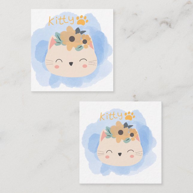 Cartão De Visita Quadrado Olá Gatinho (Frente/Verso)