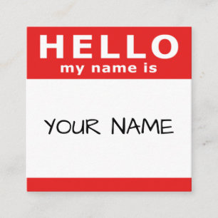 Cartão De Visita Quadrado olá! meu nome está no quadrado vermelho