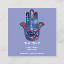 Cartão De Visita Quadrado Olho da Iluminação | Design da Mão de Hamsa