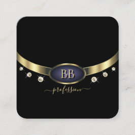 Cartão De Visita Quadrado Olhos Capturando Douradas Iniciais Azuis Negras Ri