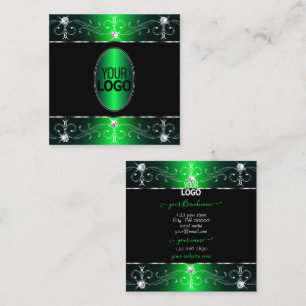 Cartão De Visita Quadrado Olhos pegando Ornamentados verdes pretos Adicionar