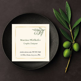 Cartão De Visita Quadrado "Olivenzweig elegant" Visitenkarte