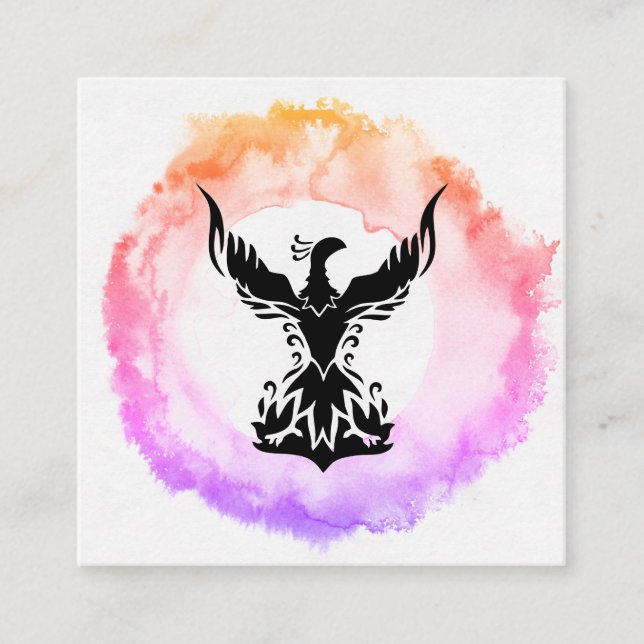 Cartão De Visita Quadrado *~* Ombre Black Fink Ring of Fire (Frente)