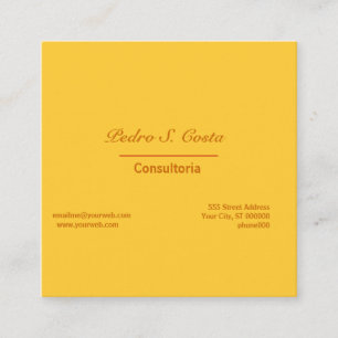 Cartão De Visita Quadrado On A Bold Side. Plain Cautionary Yellow Vibrant
