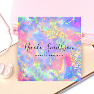 Cartão De Visita Quadrado opal pastel holográfico faux