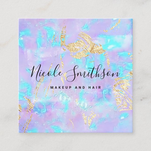 Cartão De Visita Quadrado opal púrpura de iridescência falsa (Frente)