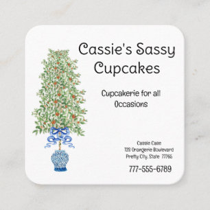 Cartão De Visita Quadrado Orange Tree Chinoiserie Ginger Jar Jars Topiary