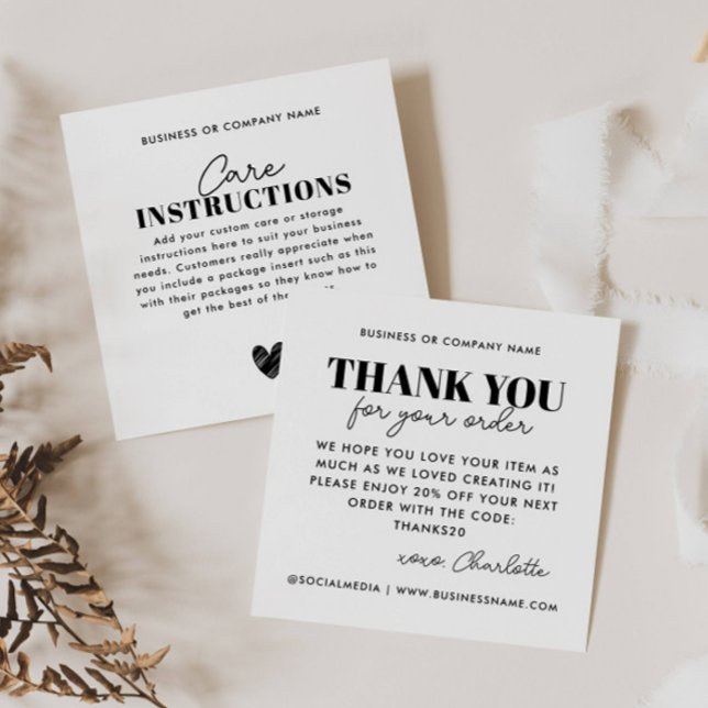 Cartão De Visita Quadrado Orçamento Obrigado Cardíaco Instrução (Criador carregado)