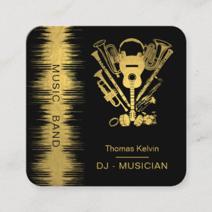 Cartão De Visita Quadrado Organizador de Eventos de Instrumentos Musicais DJ