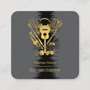 Cartão De Visita Quadrado Organizador de Eventos de Instrumentos Musicais DJ