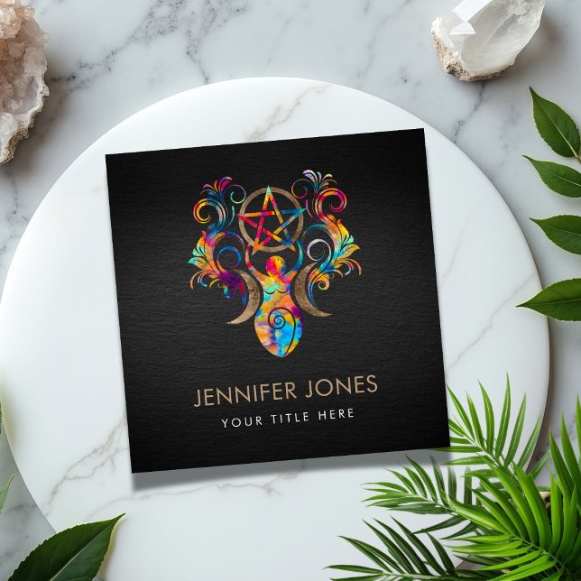 Cartão De Visita Quadrado Ornamento da Deusa Tripla (Criador carregado)