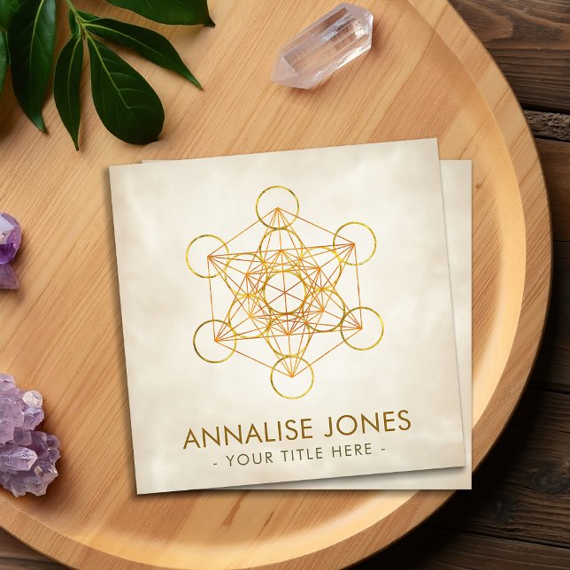 Cartão De Visita Quadrado Ornamento Geométrico Sagrado do Cubo de Metatron (Criador carregado)