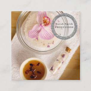 Cartão De Visita Quadrado Orquídeas salinas marítimas massagem floral spa ar