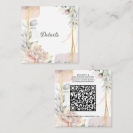 Cartão De Visita Quadrado Os Detalhes do Casamento de Florais da Moldura Aur