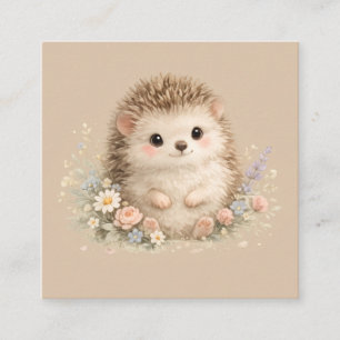 Cartão De Visita Quadrado ouriço europeu adorável jardim