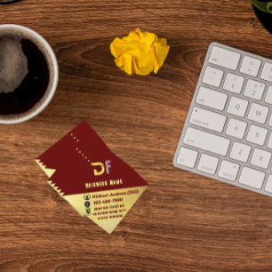 Cartão De Visita Quadrado Ouro de logotipo de negócios com código QR minimal