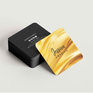 Cartão De Visita Quadrado Ouro Luxuoso Minimalista moderno profissional