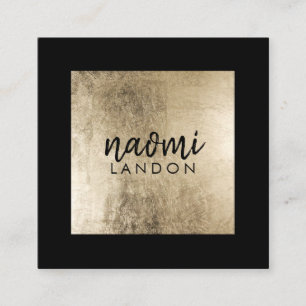 Cartão De Visita Quadrado Ouro quico elegante preto minimalista quadrado mod