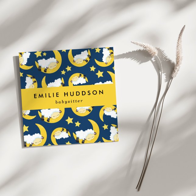 Cartão De Visita Quadrado Ovelhas Dormentes, Babysitter, Cuidados Diários, C (Criador carregado)