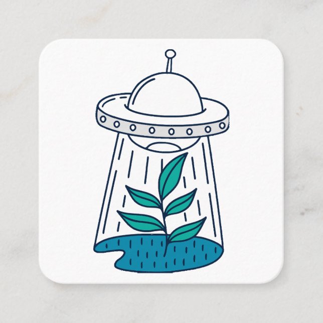 Cartão De Visita Quadrado OVNI de aliens (Frente)