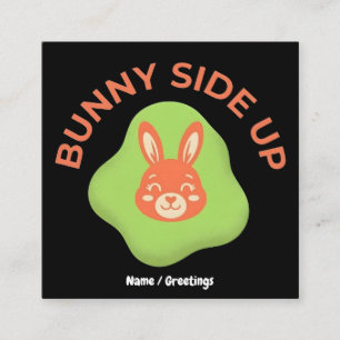Cartão De Visita Quadrado Ovo de Páscoa Retro Bunny Side Up Design Gráfico