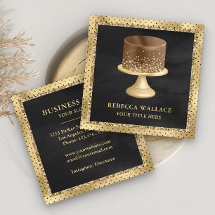 Cartão De Visita Quadrado Padaria de Bolo de Chocolate Personalizado Brilho