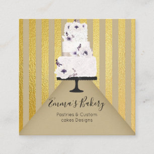 Cartão De Visita Quadrado Padaria De Bolo, Patisserie, Bolos E Doces