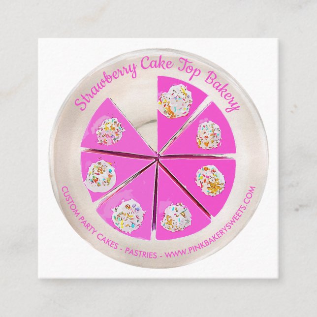 Cartão De Visita Quadrado Padaria Pastelaria Chef Berry Cheesecake (Frente)