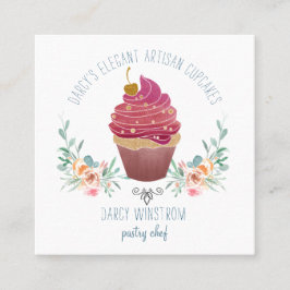 Cartão De Visita Quadrado Padaria pastelaria Chef Cupcake legado padeiro