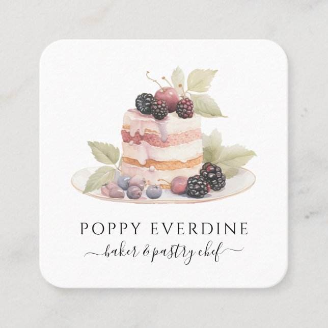 Cartão De Visita Quadrado padaria pastelaria pastelaria cozinha cozinha (Frente)