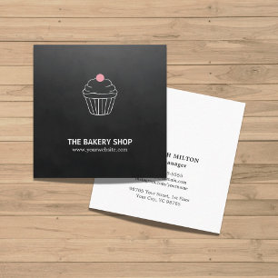 Cartão De Visita Quadrado Padeiro preto minimalista moderno dos doces do