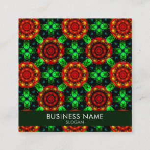 Cartão De Visita Quadrado Padrão Abstrato Floral Moderno Boho Elegante #504