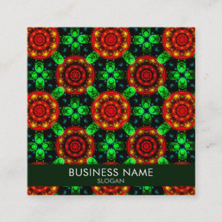 Cartão De Visita Quadrado Padrão Abstrato Floral Moderno Boho Elegante #504
