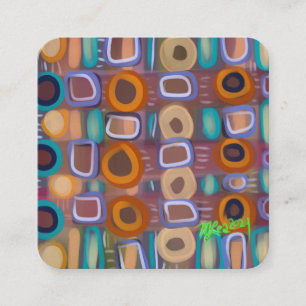 Cartão De Visita Quadrado Padrão Abstrato Moderno de Meados do Século Criati