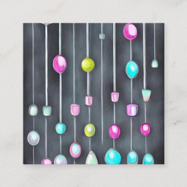 Cartão De Visita Quadrado Padrão da cortina carregada (Frente)