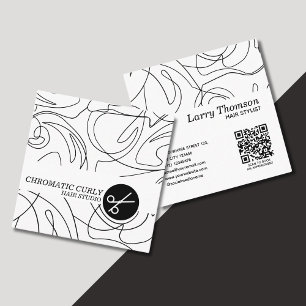 Cartão De Visita Quadrado Padrão de Abstrato branco preto-clássico minimalis