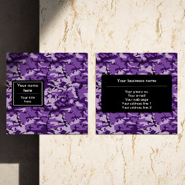 Cartão De Visita Quadrado Padrão de Camuflagem Roxo, Militar, Exército