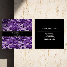 Cartão De Visita Quadrado Padrão de Camuflagem Roxo, Militar, Exército