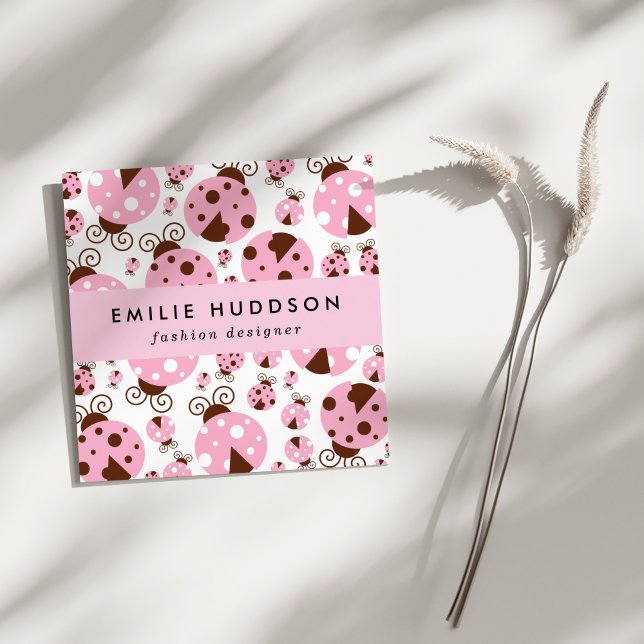 Cartão De Visita Quadrado Padrão De Damybugs, Damybugs Bonitos, Damybugs Ros (Criador carregado)